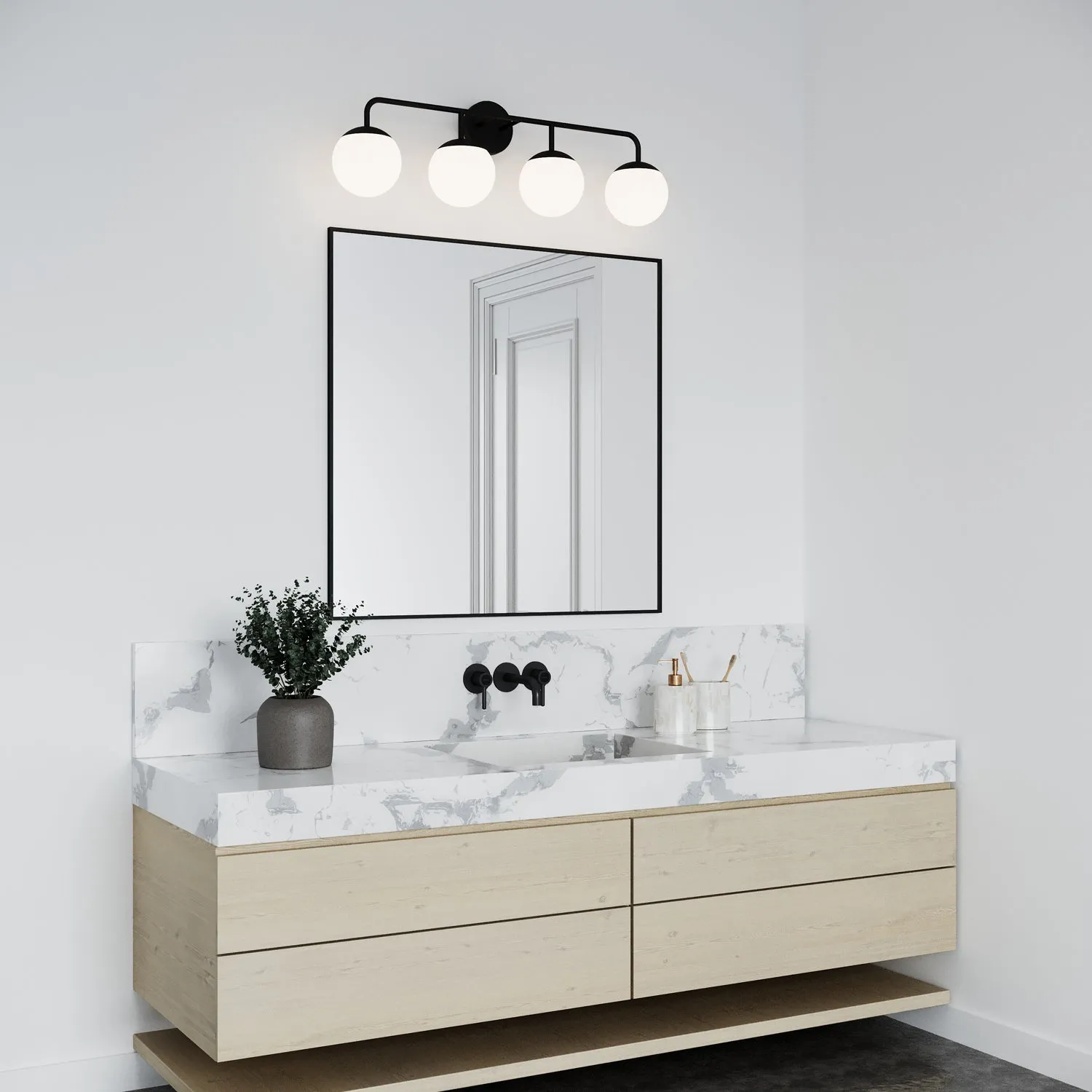 Open Box Castell 4 Globe LED Vanity, Matte Black