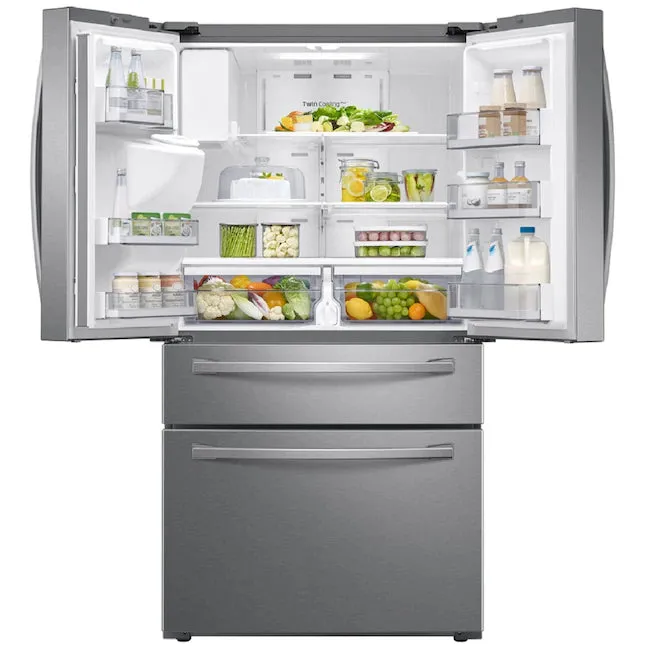 OPEN BOX Samsung 28-cu ft 4-Door Smart French Door Refrigerator with Ice Maker (Fingerprint Resistant Stainless Steel) ENERGY STAR