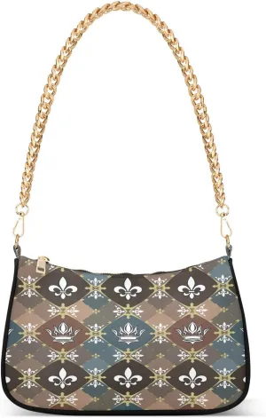 Ornate Crowns and Fleur De Mini Shoulder Purse, Women Crossbody Bags