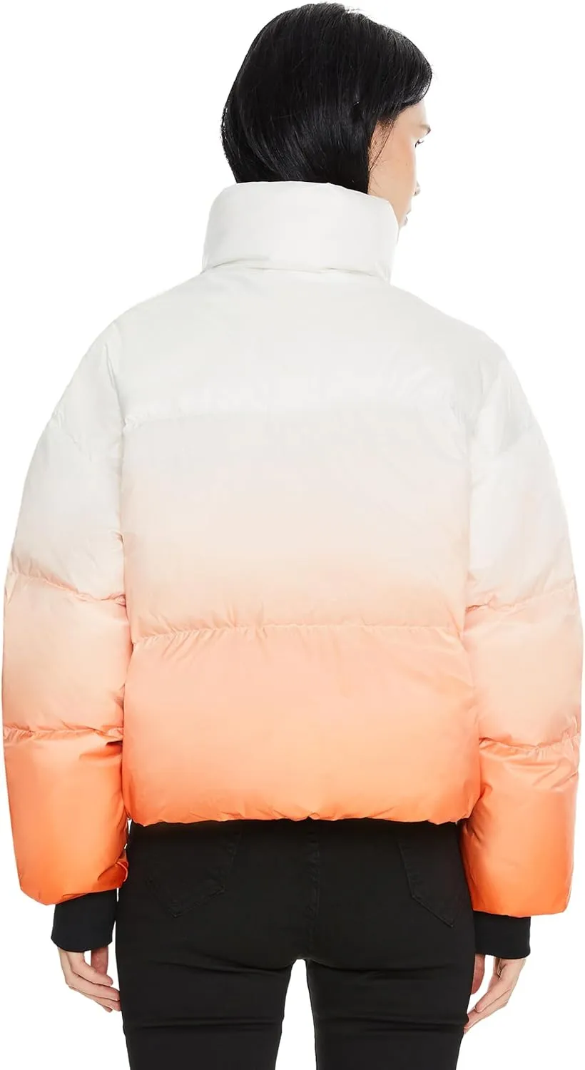 Orolay Women's Cropped Puffer Jacket - Stand Collar Gradient Effect Short Down Coat