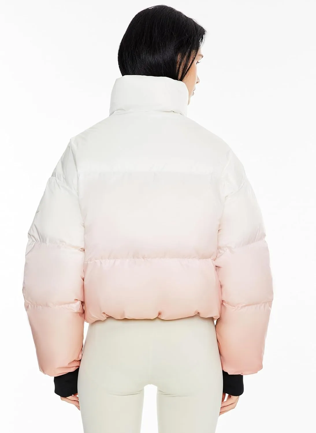 Orolay Women's Cropped Puffer Jacket - Stand Collar Gradient Effect Short Down Coat