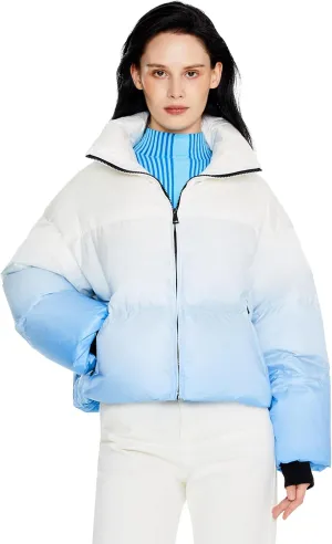 Orolay Women's Cropped Puffer Jacket - Stand Collar Gradient Effect Short Down Coat
