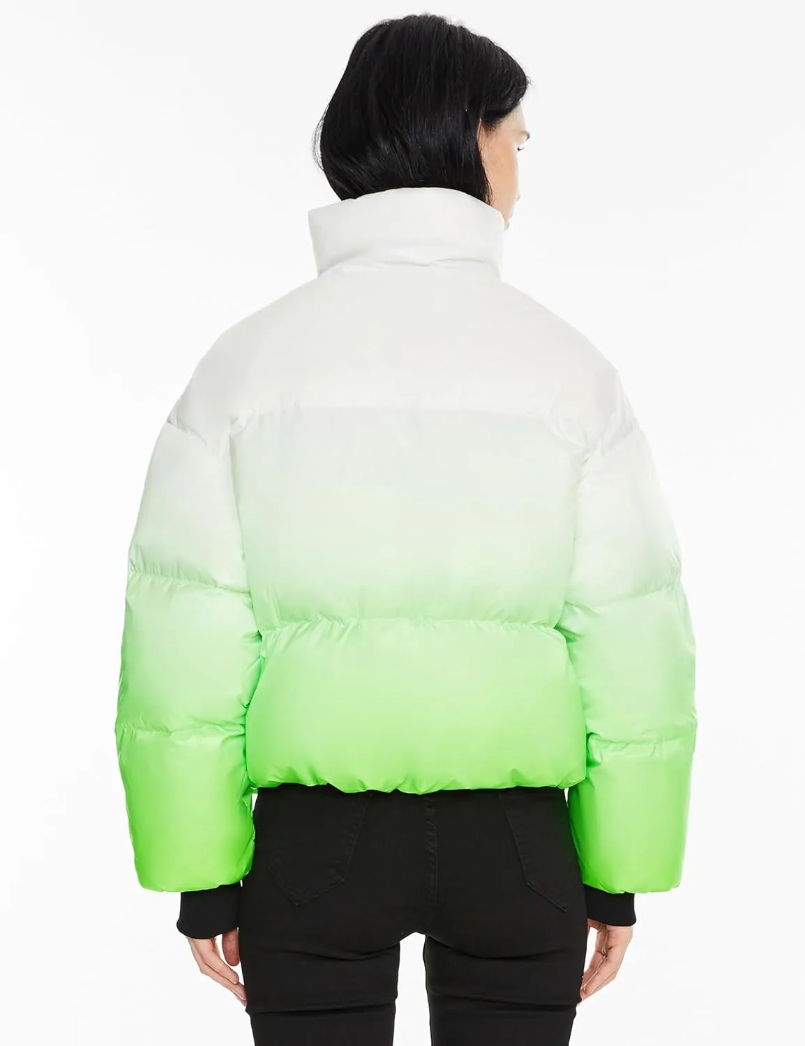 Orolay Women's Cropped Puffer Jacket - Stand Collar Gradient Effect Short Down Coat
