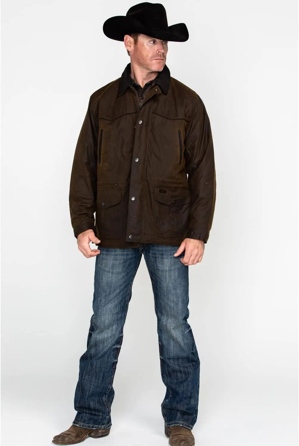 Outback Trading Company Men's 2707 Pathfinder Waterproof Breathable Fleece Lined Cotton Oilskin Western Jacket