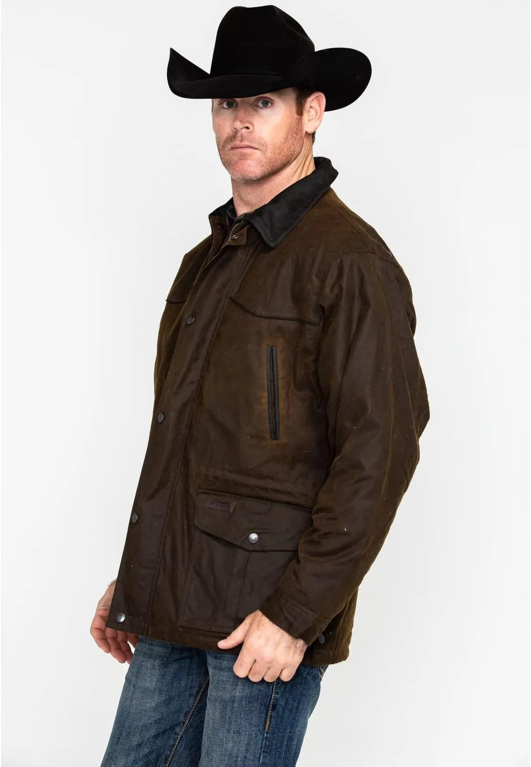 Outback Trading Company Men's 2707 Pathfinder Waterproof Breathable Fleece Lined Cotton Oilskin Western Jacket