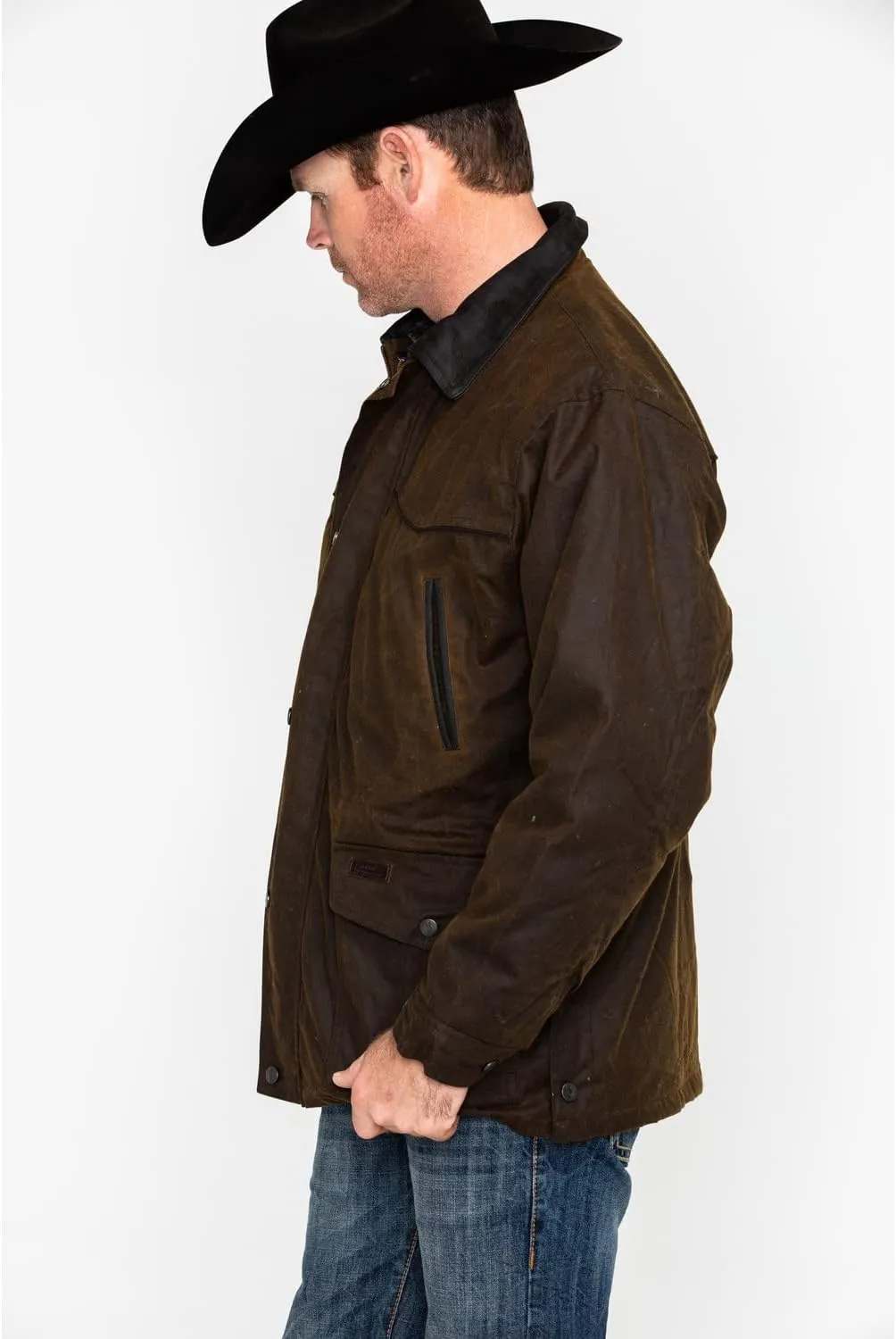 Outback Trading Company Men's 2707 Pathfinder Waterproof Breathable Fleece Lined Cotton Oilskin Western Jacket