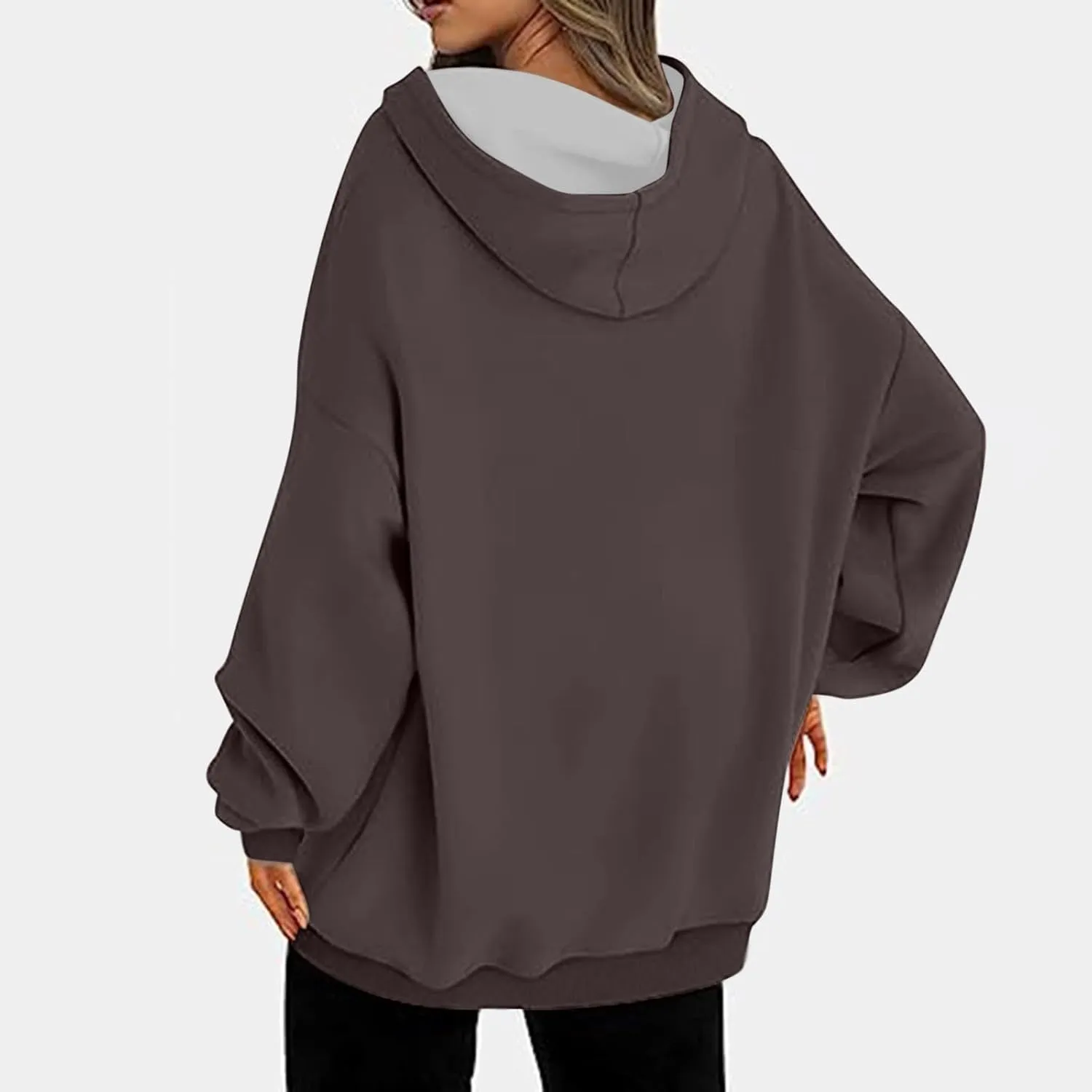 Oversized Drawstring Hoodies For Women Casual Long Sleeve Pullover Tops Comfy Hooded Sweatshirts Fall Fashion Outfits