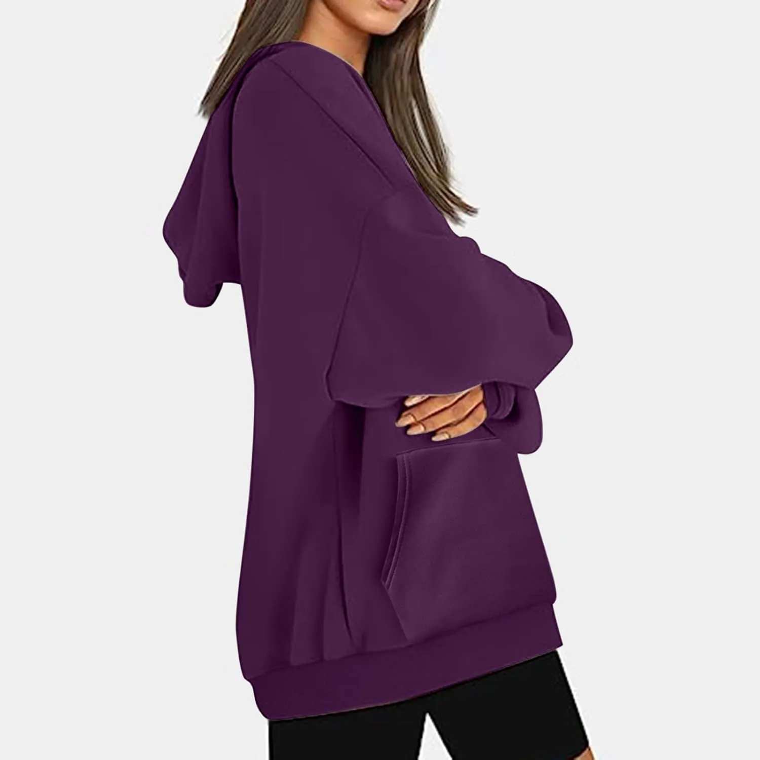 Oversized Drawstring Hoodies For Women Casual Long Sleeve Pullover Tops Comfy Hooded Sweatshirts Fall Fashion Outfits