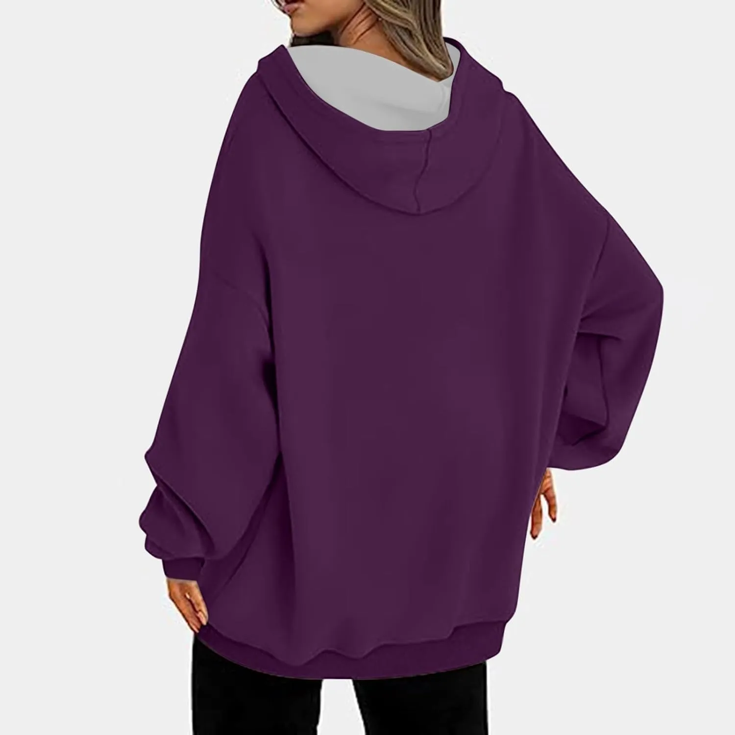 Oversized Drawstring Hoodies For Women Casual Long Sleeve Pullover Tops Comfy Hooded Sweatshirts Fall Fashion Outfits