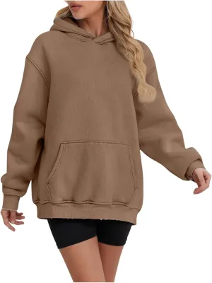Oversized Hoodies for Women Trendy Plus Size Long Sleeve Solid Sweatshirt Loose Casual Comfy Pullover Top with Pocket