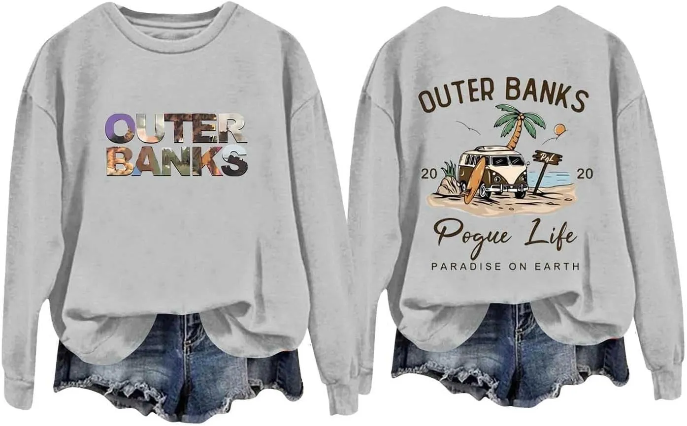 Oversized Sweatshirt for Women Crewneck Casual Tops Funny Letter Print Comfy Shirt Fashion Outfits Winter Clothes