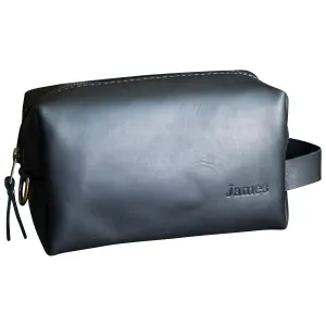Ox & Pine Personalized Leather Dopp Kit Bag Toiletry (Rustic Brown, Dark Brown, Saddle Tan, Rustic Grey, or Black) (Large, Black)