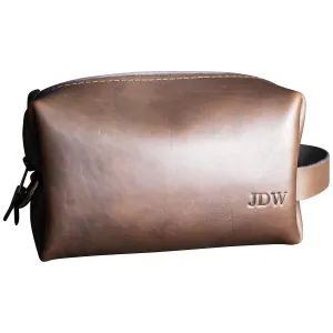 Ox & Pine Personalized Leather Dopp Kit Bag Toiletry (Rustic Brown, Dark Brown, Saddle Tan, Rustic Grey, or Black) (X-Large, Dark Brown)