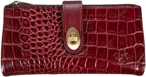 Patricia Nash Annesley Leather Wristlet Wallet, RFID Blocking, 8 inch (Maroon)