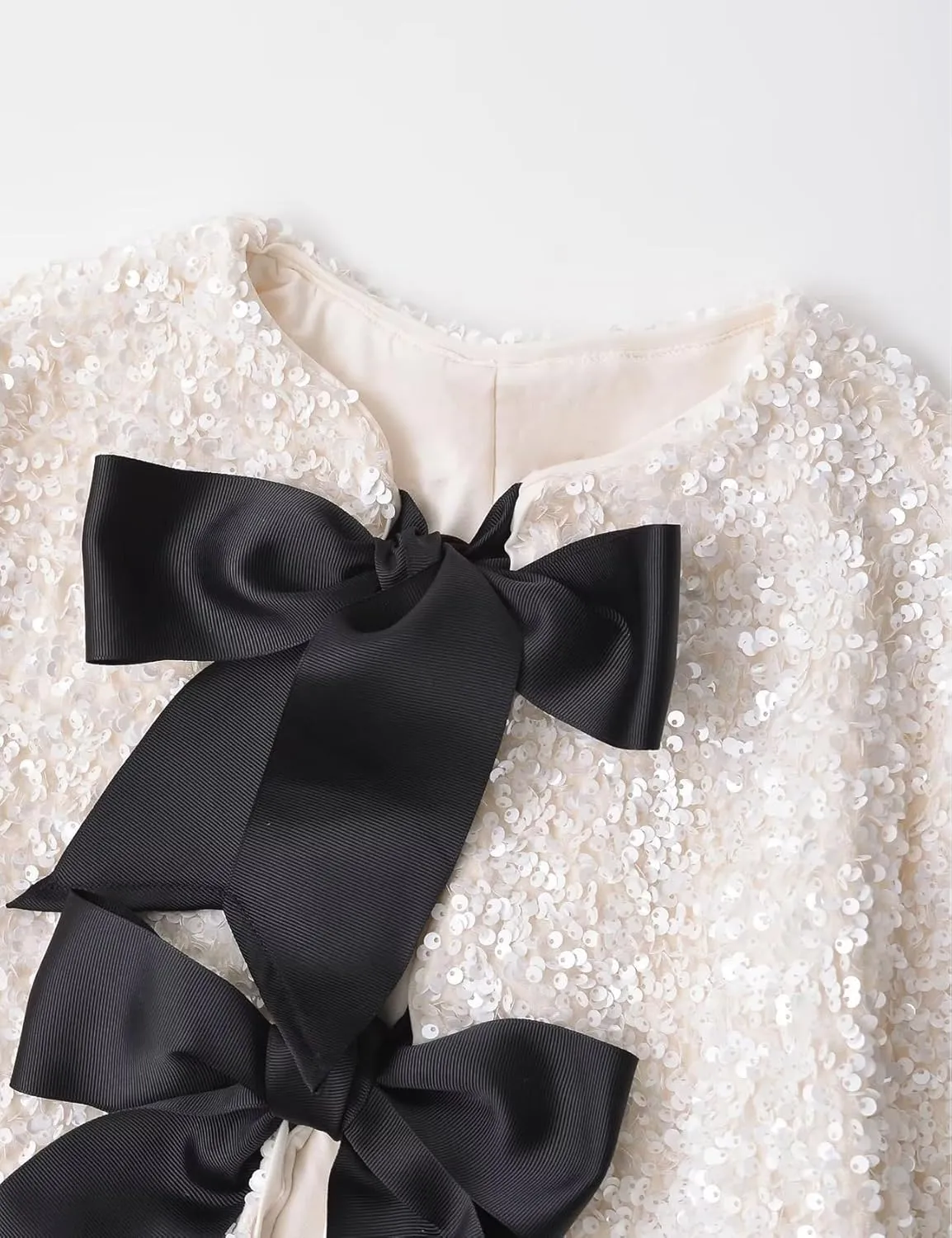 Perbai Womens Casual Sequin Jacket Bow Coat Sparkling Crop Top Party Night Y2K Concert