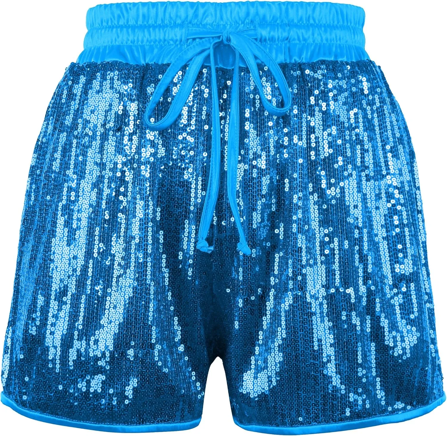PESION Sequins Rave Shorts for Women High Waist Casual Loose A Line Hot Pants Sparkly Clubwear Night-Out