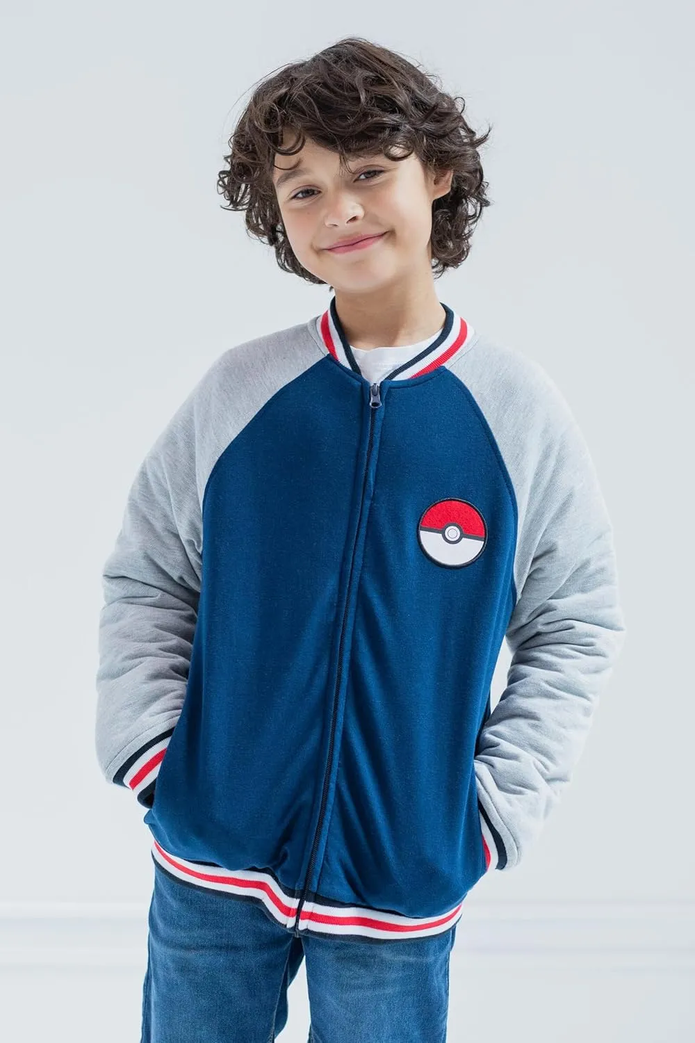 Pokemon French Terry Zip Up Varsity Bomber Jacket Little Kid to Big Kid Sizes (4-18-20)
