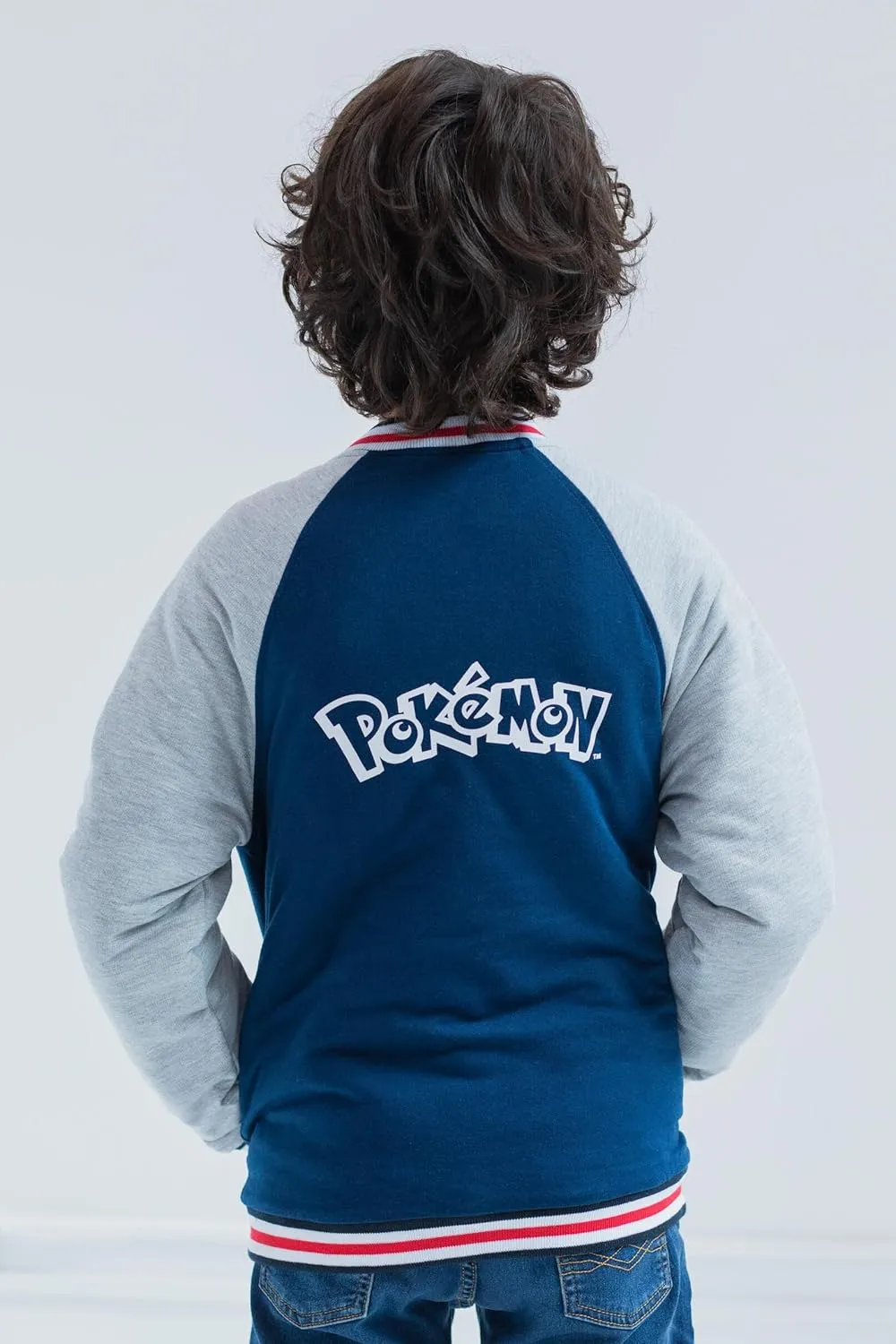 Pokemon French Terry Zip Up Varsity Bomber Jacket Little Kid to Big Kid Sizes (4-18-20)