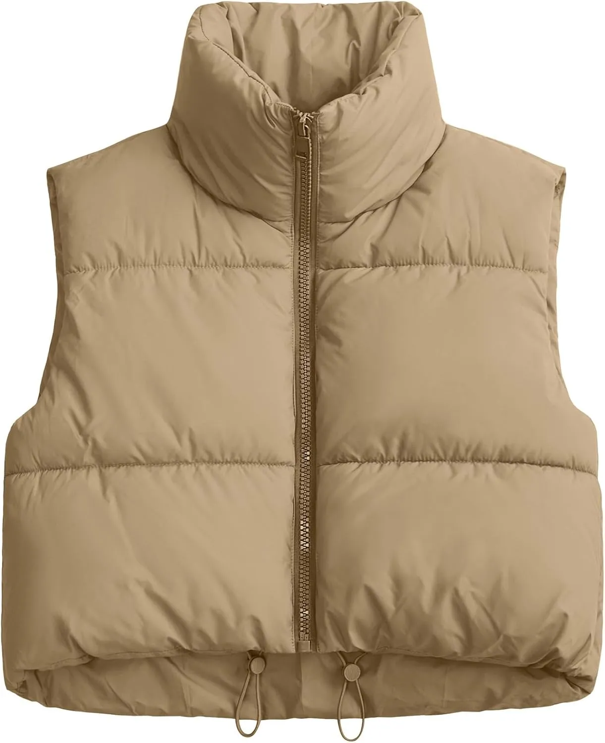 Polu Women's Cropped Puffer Vest Jacket Sleeveless Winter High Stand Collar Lightweight Vest for Women with Zip Gilet