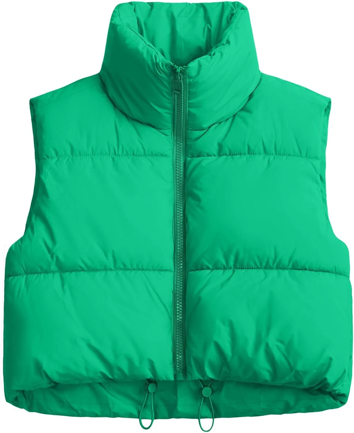 Polu Women's Cropped Puffer Vest Jacket Sleeveless Winter High Stand Collar Lightweight Vest for Women with Zip Gilet