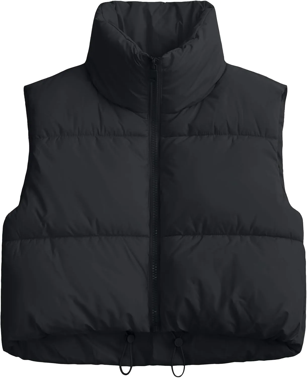 Polu Women's Cropped Puffer Vest Jacket Sleeveless Winter High Stand Collar Lightweight Vest for Women with Zip Gilet