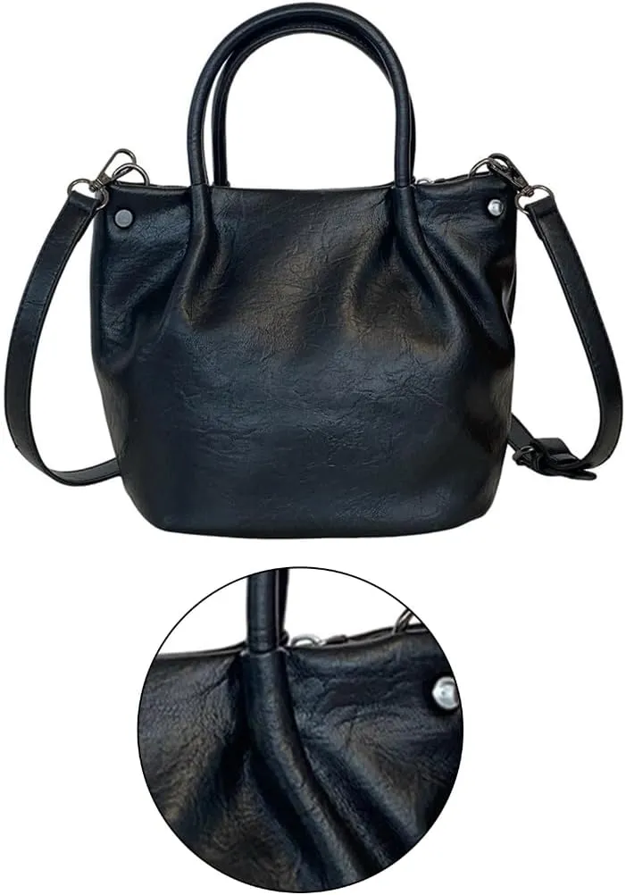 PU Leather Shoulder Bag Delicate Crossbody Purse Bucket Bags Travel Sling Pack Casual Handbag for Women and Girls