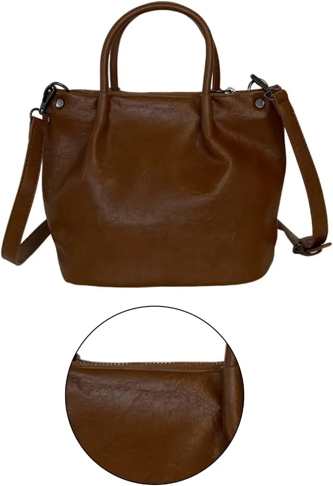 PU Leather Shoulder Bag Delicate Crossbody Purse Bucket Bags Travel Sling Pack Casual Handbag for Women and Girls