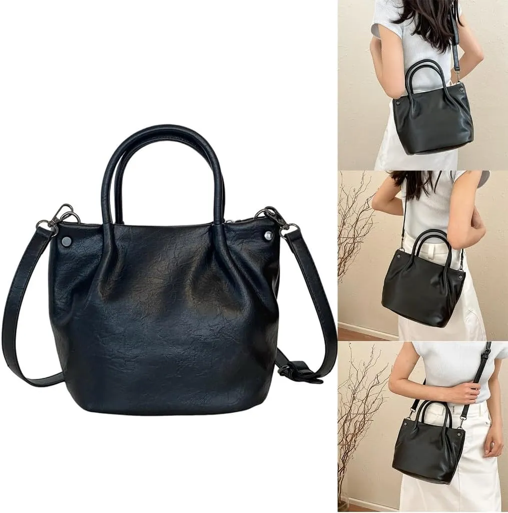 PU Leather Shoulder Bag Delicate Crossbody Purse Bucket Bags Travel Sling Pack Casual Handbag for Women and Girls