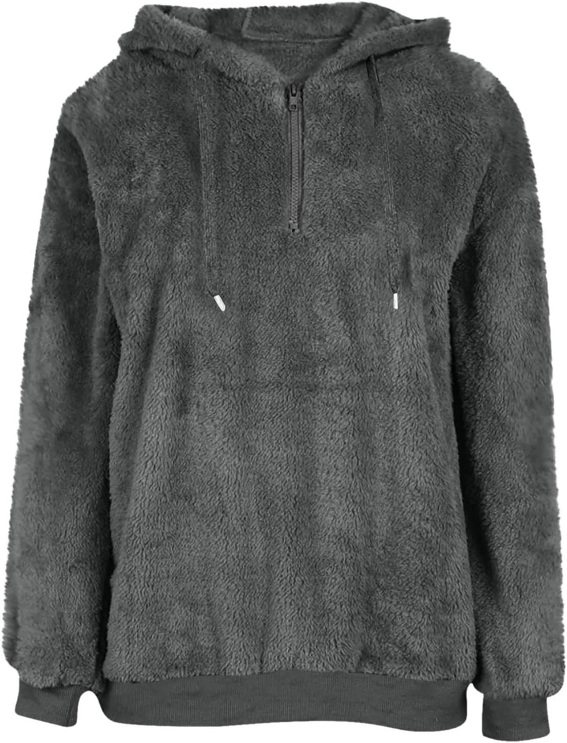 Quarter Zip Pullover Women Baggy Fleece Zipper Hoodie Comfy Cotton Drawstring Sherpa Sweatshirts Pullover Winter Coat