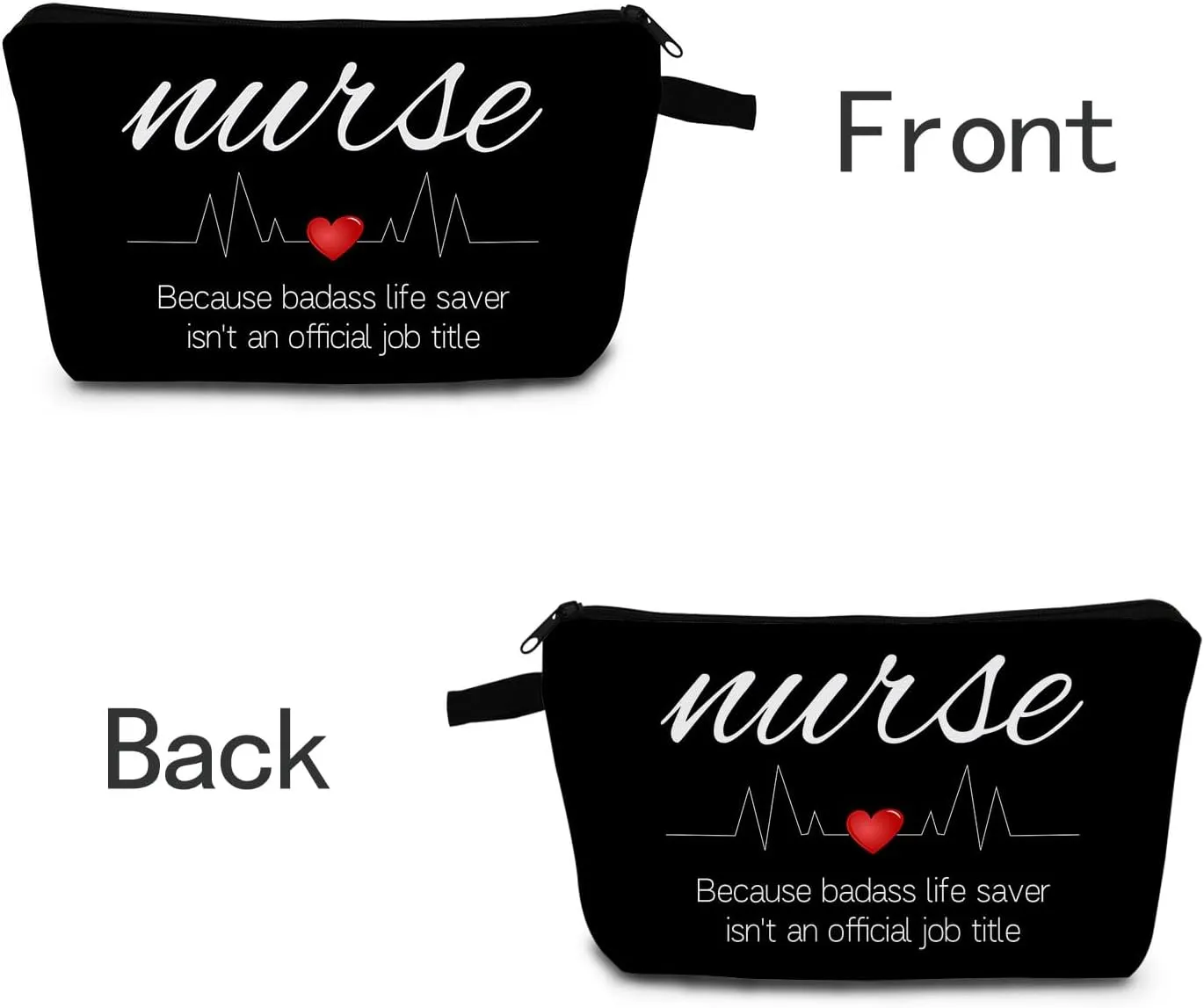 "Badass Life Saver Print Makeup Bag Gift-Ready for Birthdays Nurses Week & Holiday Appreciation Medical Heroes Cosmetic Organizer