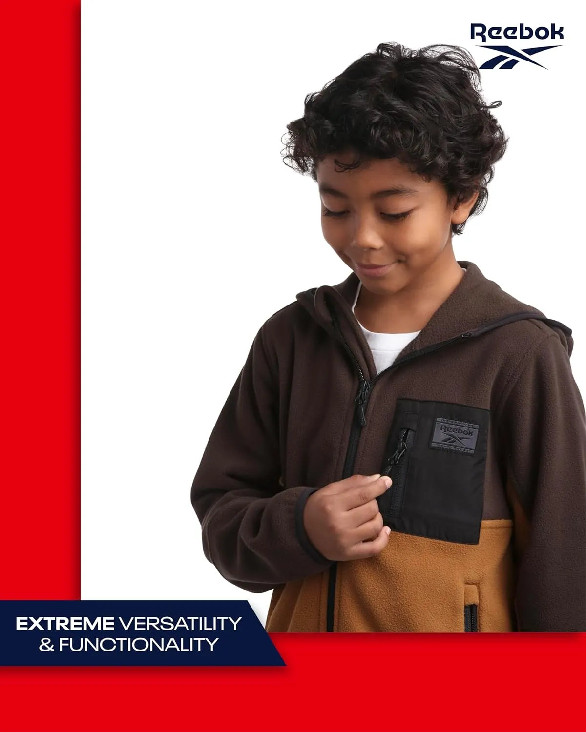 Reebok Boys' Jacket - Warm Polar Fleece Zip Up Hoodie Jacket for Boys - Lightweight Athletic Boy's Comfort Hoodie (4-20)