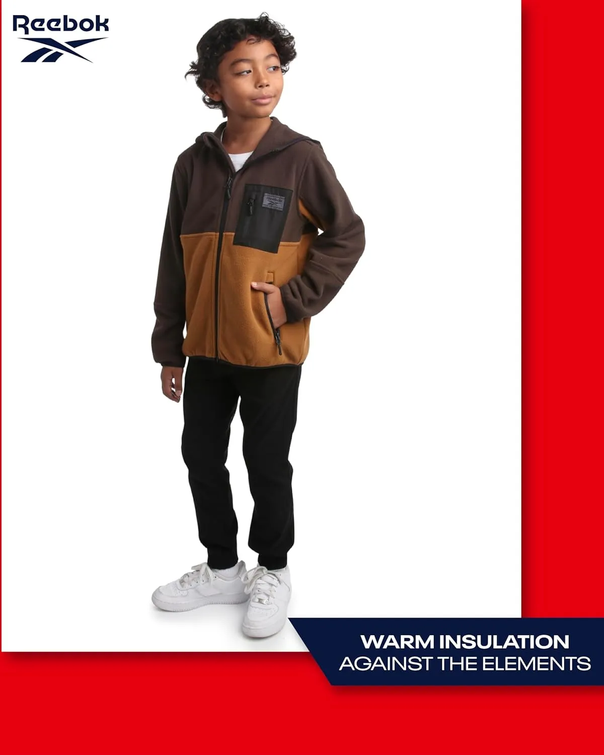 Reebok Boys' Jacket - Warm Polar Fleece Zip Up Hoodie Jacket for Boys - Lightweight Athletic Boy's Comfort Hoodie (4-20)