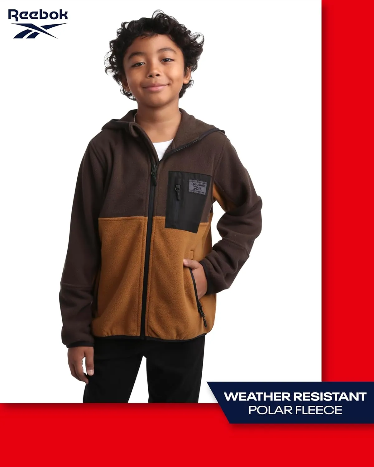 Reebok Boys' Jacket - Warm Polar Fleece Zip Up Hoodie Jacket for Boys - Lightweight Athletic Boy's Comfort Hoodie (4-20)