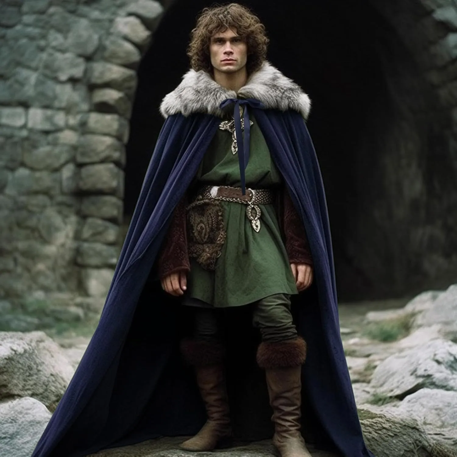 Renaissance Hooded Cape Cloak with Hood, Medieval Halloween Costume historical reenactments