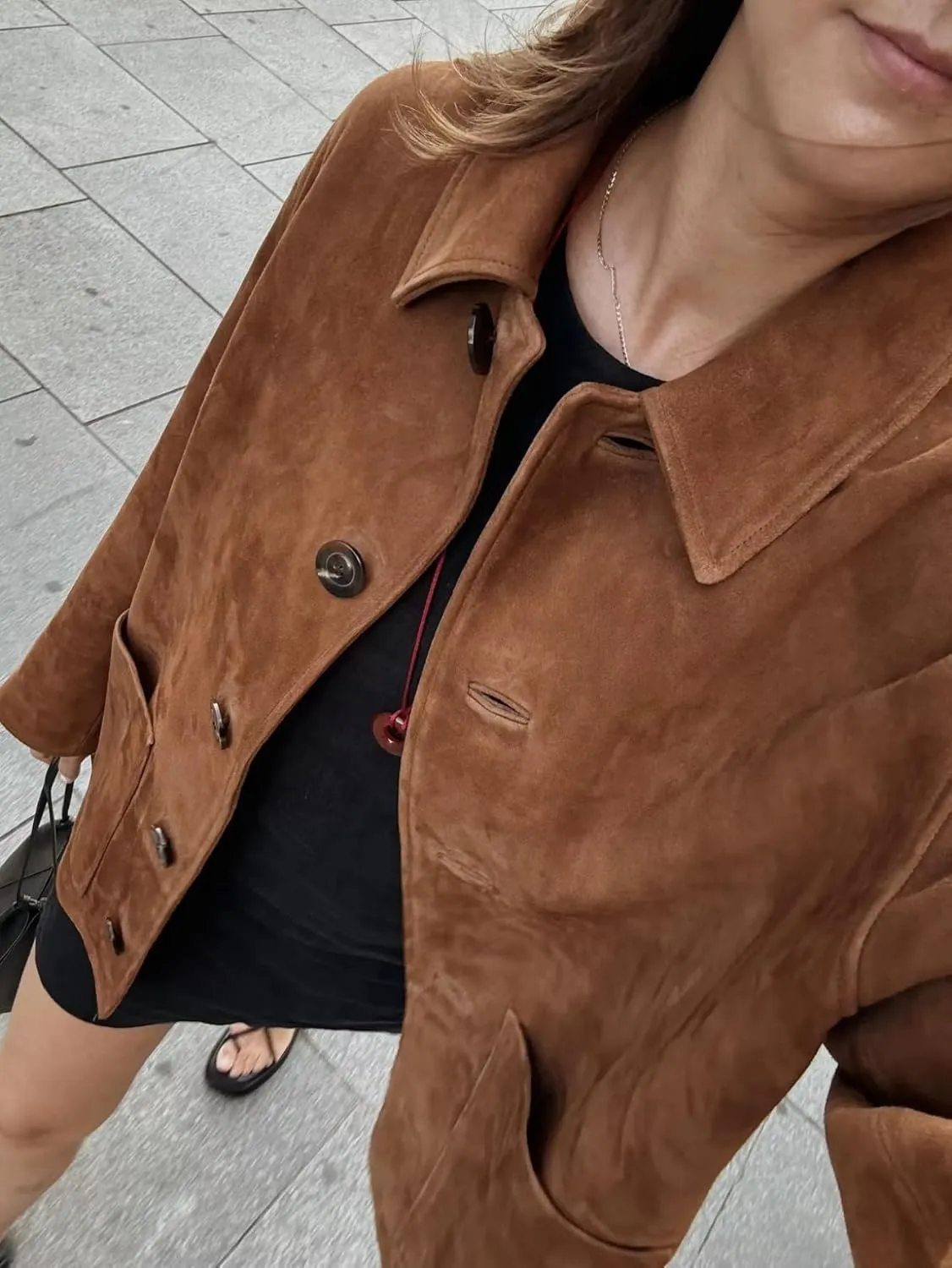 RICHTRUE Fall Fashion 2024 Trendy Blazer Jacket Old Money Aesthetic Women Brown Leather Jacket Winter Oversized Blazers