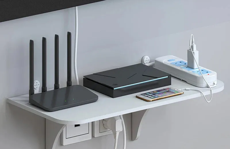 Router Floating Shelf Hanging Rack Multi Tap Outlet Wifi TV Set Top Box Board Hidden Bracket Storage Organizer Wall Mount Holder