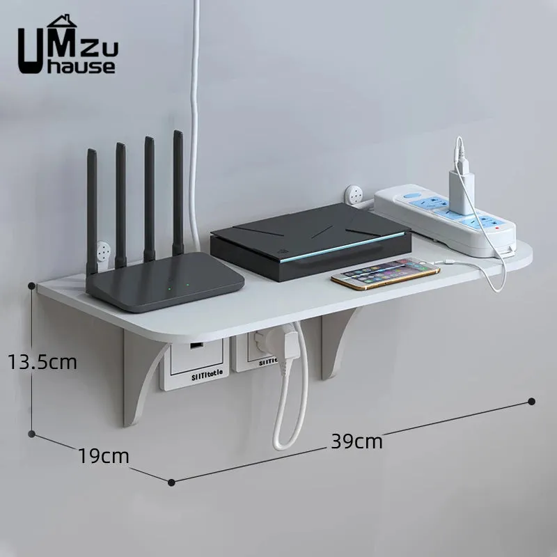 Router Floating Shelf Hanging Rack Multi Tap Outlet Wifi TV Set Top Box Board Hidden Bracket Storage Organizer Wall Mount Holder