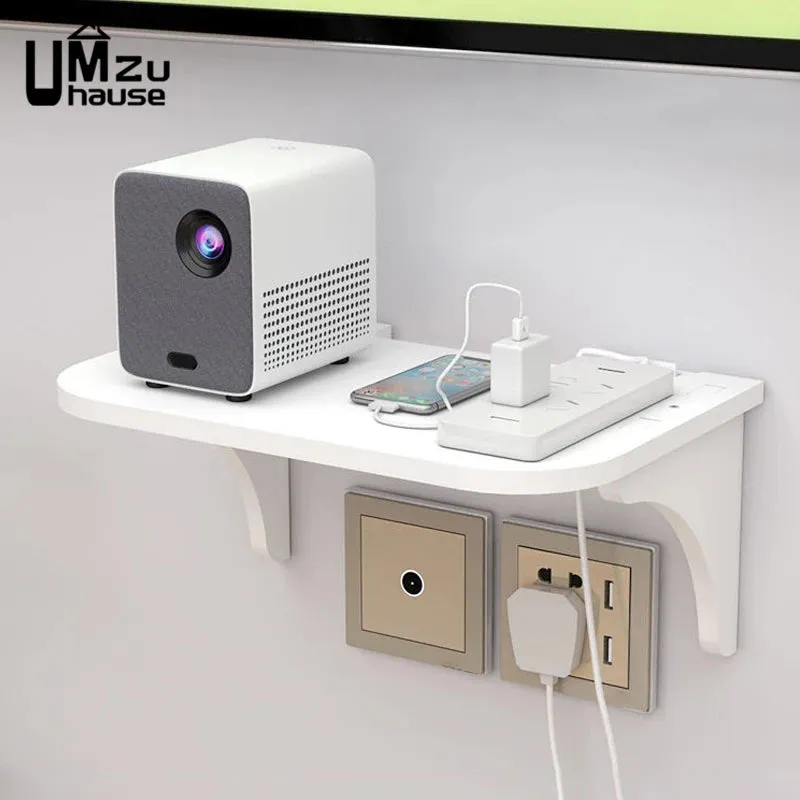 Router Floating Shelf Hanging Rack Multi Tap Outlet Wifi TV Set Top Box Board Hidden Bracket Storage Organizer Wall Mount Holder
