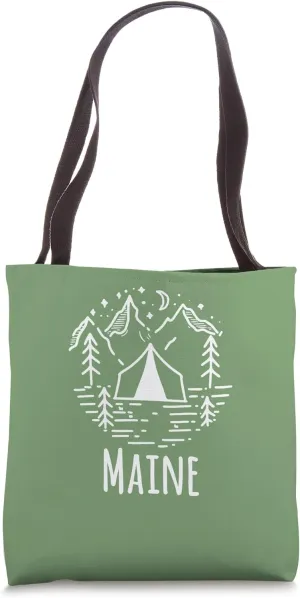 Rustic Camping Tent Mountains Campground Maine Wilderness Tote Bag