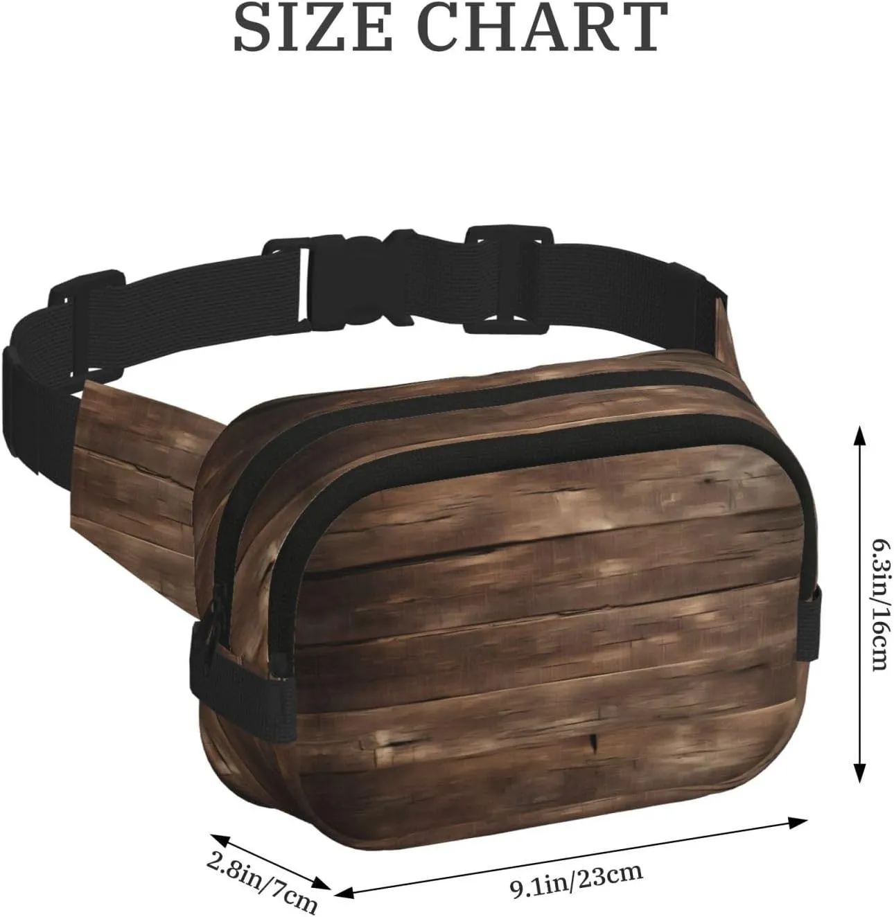 Rustic Old Barn Wood Everywhere Belt Bag For Women Men, Zipper Pockets Crossbody Fanny For Hiking, Cycling
