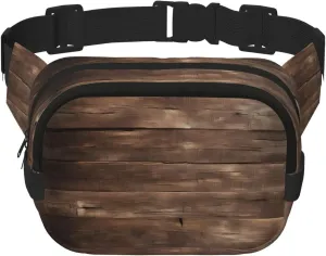 Rustic Old Barn Wood Everywhere Belt Bag For Women Men, Zipper Pockets Crossbody Fanny For Hiking, Cycling