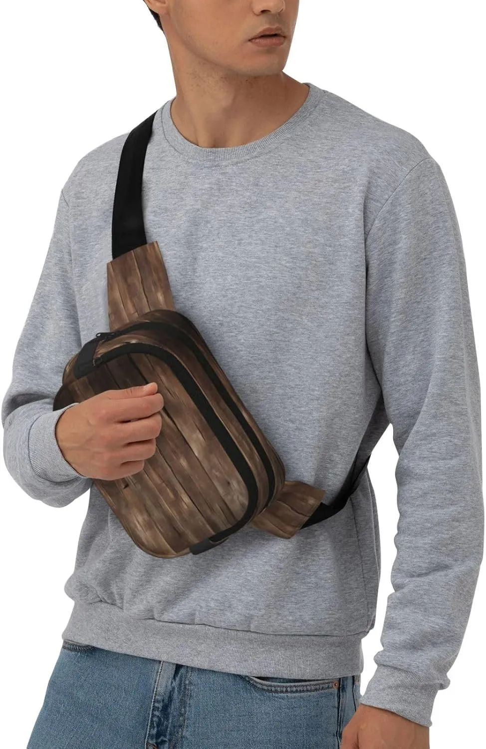 Rustic Old Barn Wood Everywhere Belt Bag For Women Men, Zipper Pockets Crossbody Fanny For Hiking, Cycling
