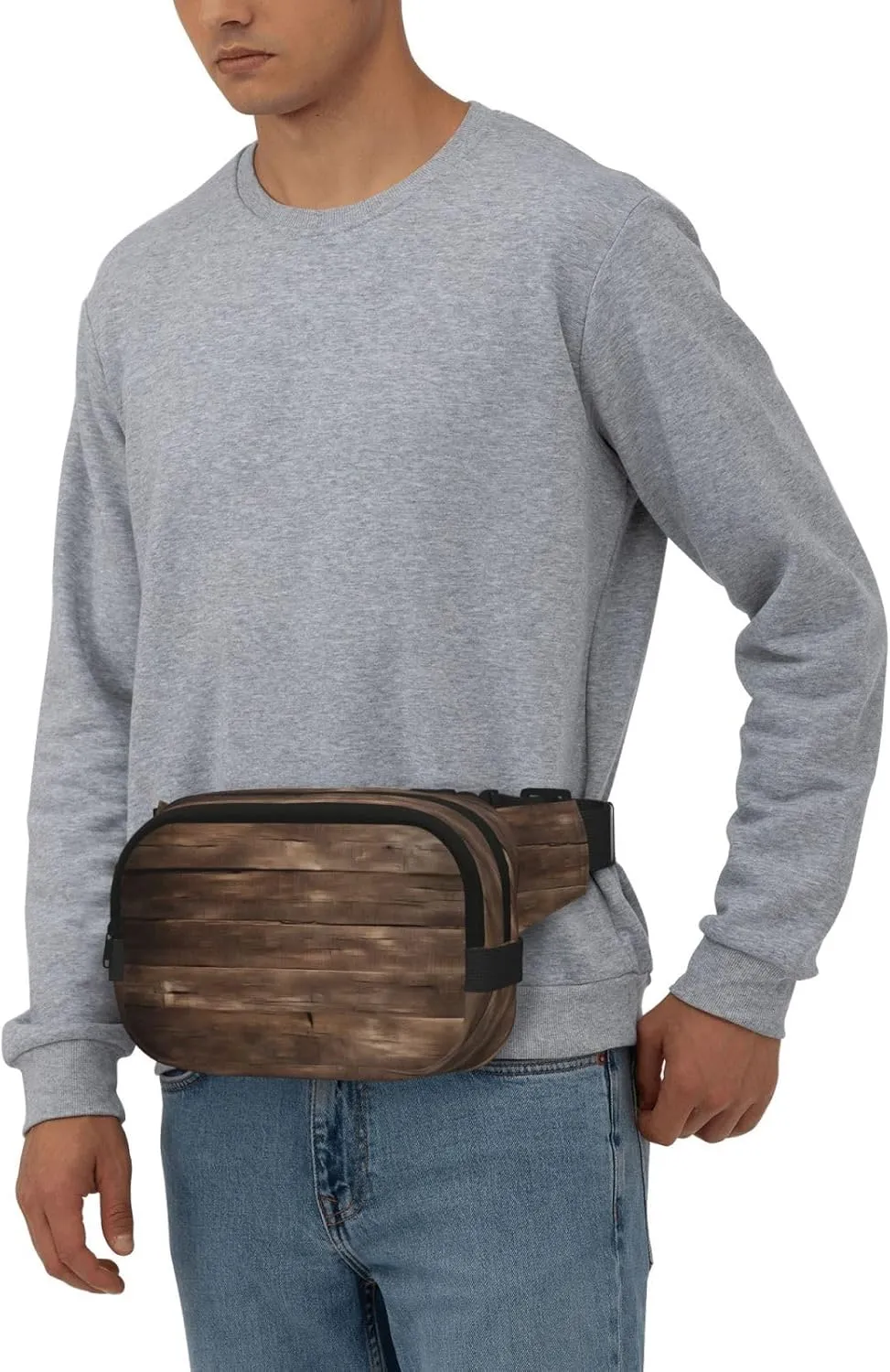 Rustic Old Barn Wood Everywhere Belt Bag For Women Men, Zipper Pockets Crossbody Fanny For Hiking, Cycling