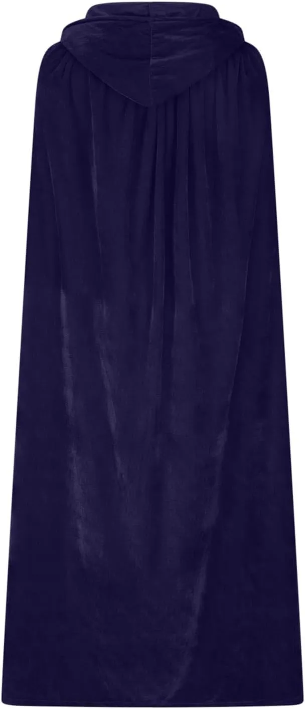 Ruziyoog Medieval Velvet Cloak for Women Wraps Elegant Hooded Wedding Cloak Winter Cape Witch Party Unisex Full Length Robe