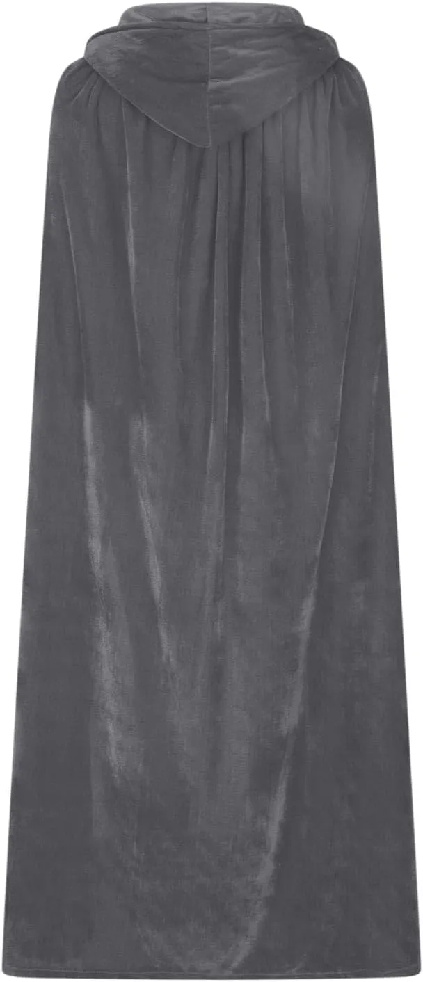 Ruziyoog Medieval Velvet Cloak for Women Wraps Elegant Hooded Wedding Cloak Winter Cape Witch Party Unisex Full Length Robe