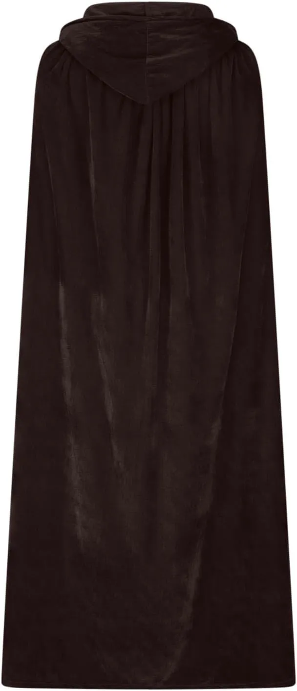 Ruziyoog Medieval Velvet Cloak for Women Wraps Elegant Hooded Wedding Cloak Winter Cape Witch Party Unisex Full Length Robe