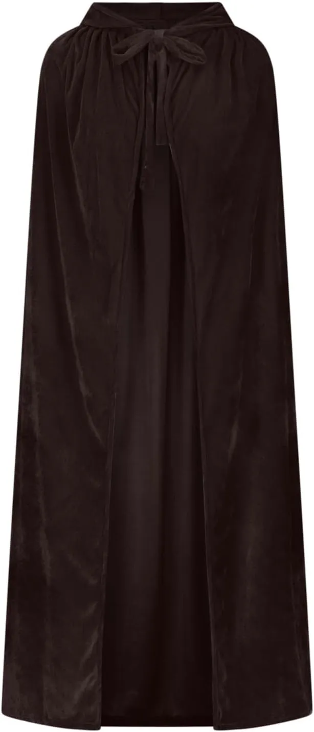 Ruziyoog Medieval Velvet Cloak for Women Wraps Elegant Hooded Wedding Cloak Winter Cape Witch Party Unisex Full Length Robe