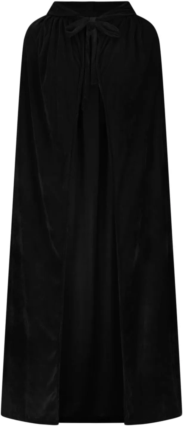Ruziyoog Medieval Velvet Cloak for Women Wraps Elegant Hooded Wedding Cloak Winter Cape Witch Party Unisex Full Length Robe