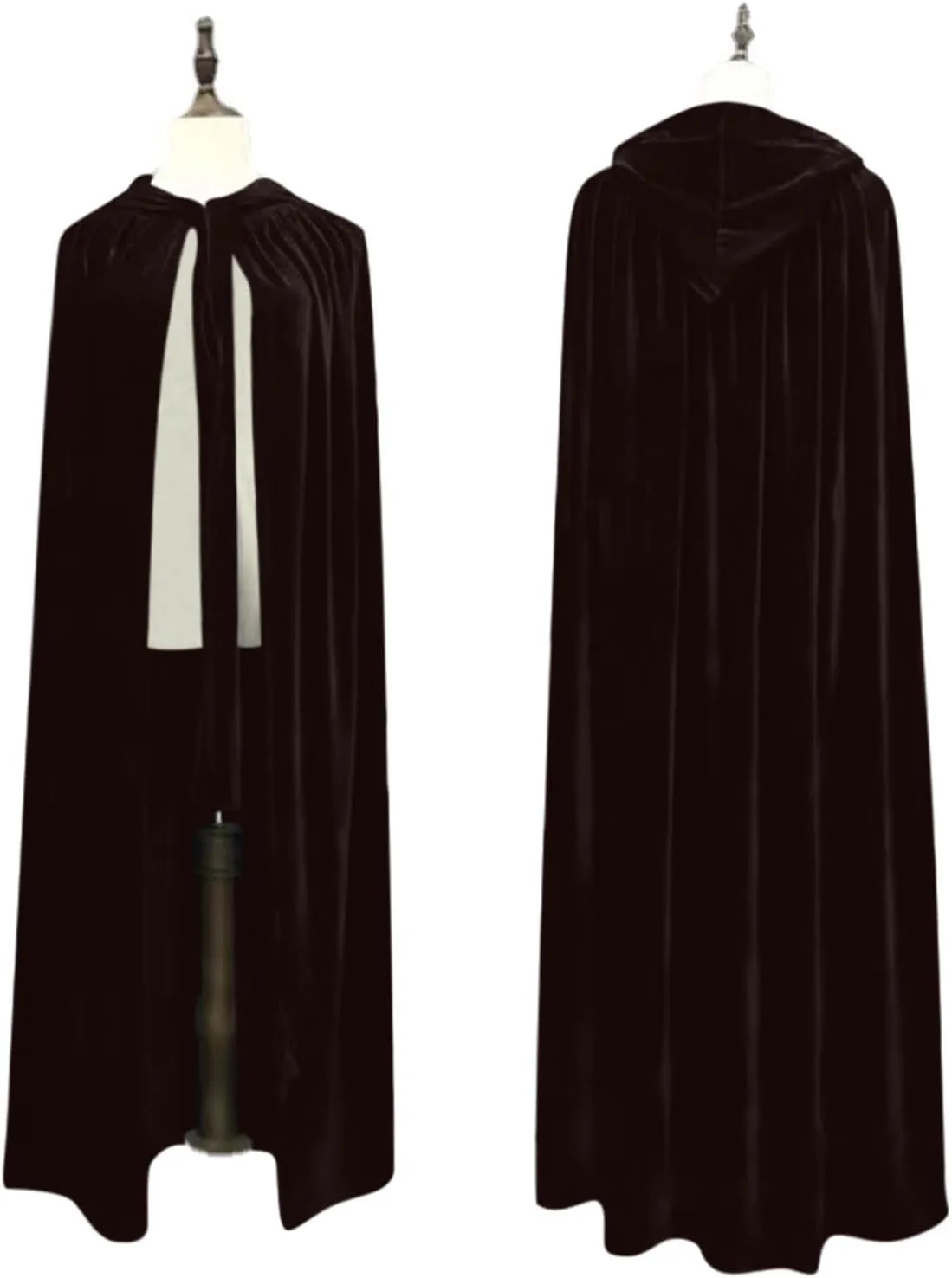 Ruziyoog Medieval Velvet Cloak for Women Wraps Elegant Hooded Wedding Cloak Winter Cape Witch Party Unisex Full Length Robe