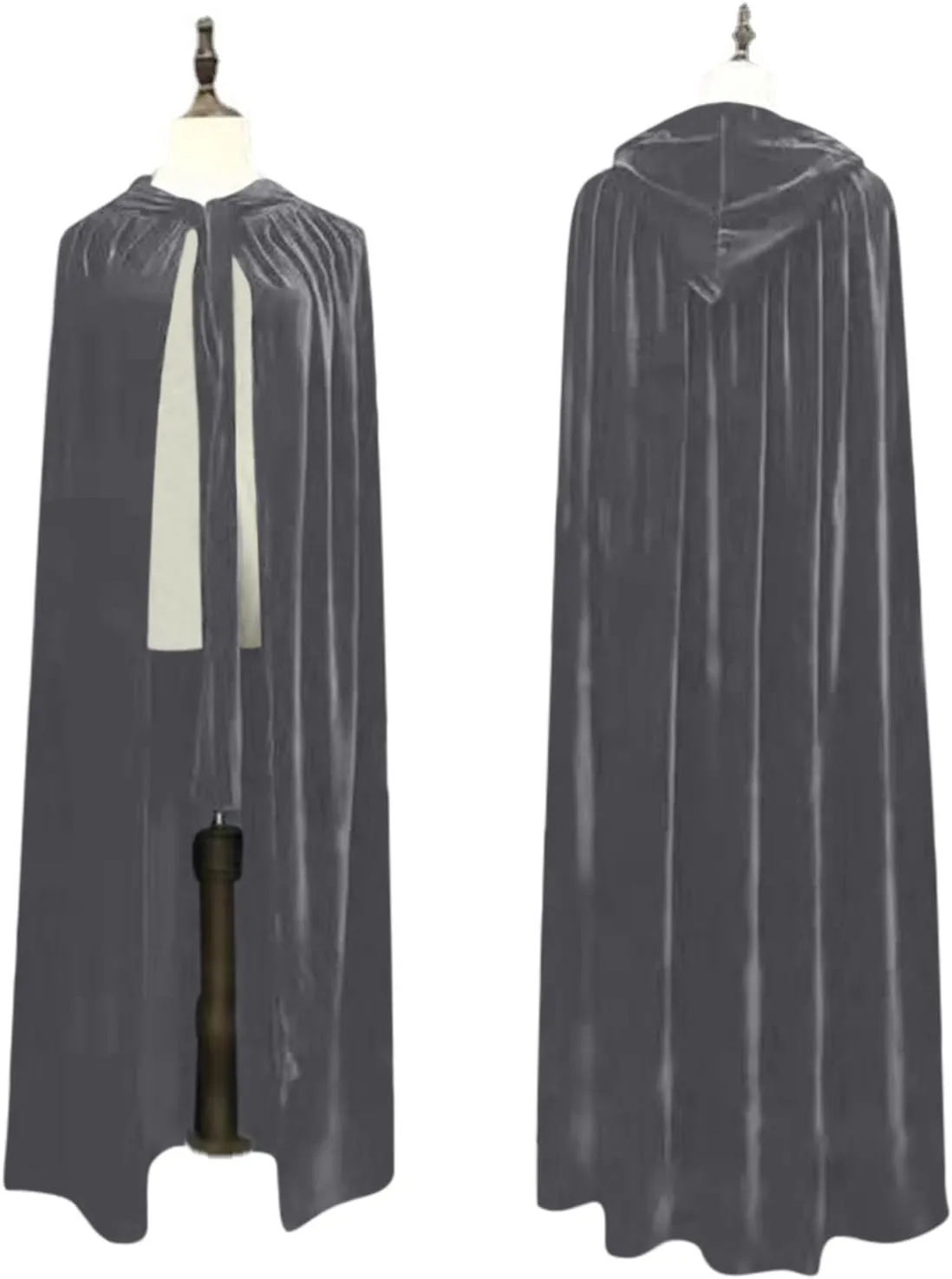 Ruziyoog Medieval Velvet Cloak for Women Wraps Elegant Hooded Wedding Cloak Winter Cape Witch Party Unisex Full Length Robe